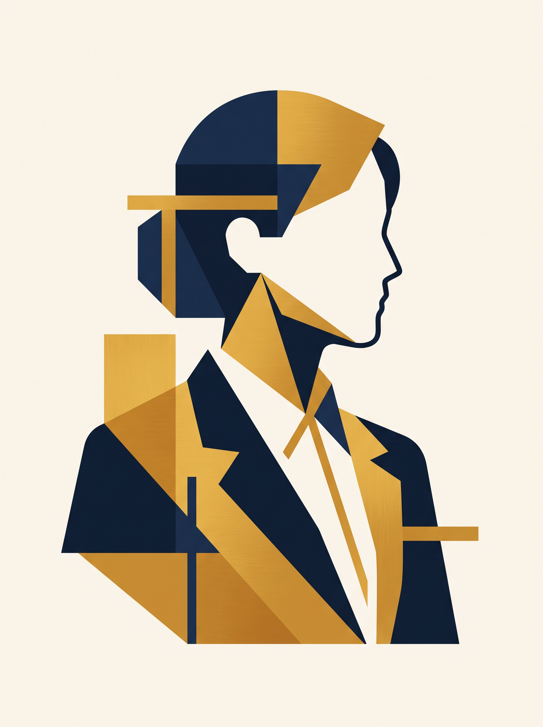 Abstract geometric portrait representing Cesar Mejia, founder of Wrenmark